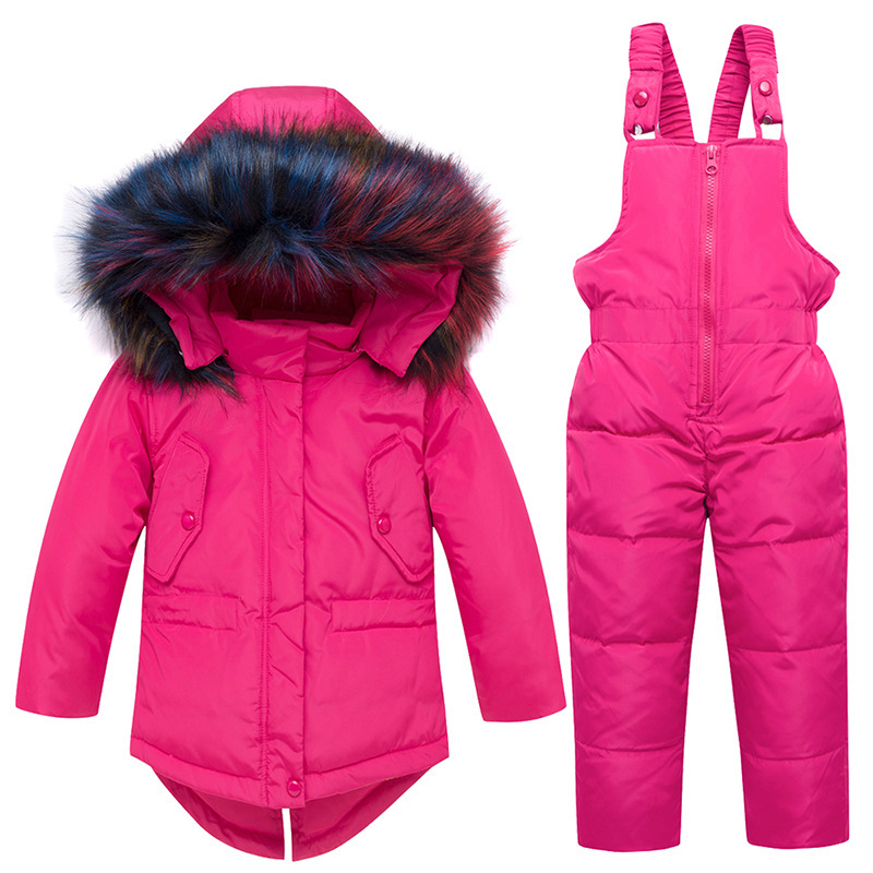 Snow Trousers Down Jacket 2-Piece Clothing Set Thickened SANMIO Unisex Baby Winter Jacket Warm Snowsuit Down Jacket Ski Suit Cute Snowsuit Hooded