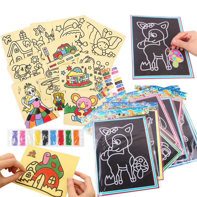 

Magic Scratch Art Doodle Pad Sand Painting Cards Early Educational Learning Creative Drawing Toys for Children