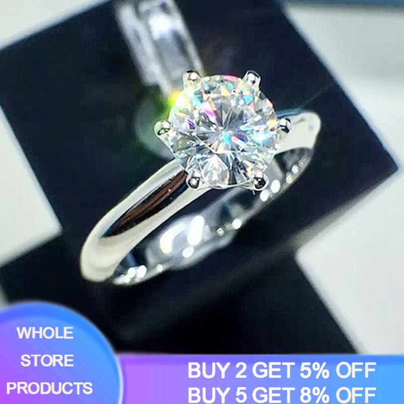 

Sell at a loss! Luxury Classic 1 Lab Diamond Ring S925 Stamp 925 Sterling Silver Wedding Rings For Women Gift