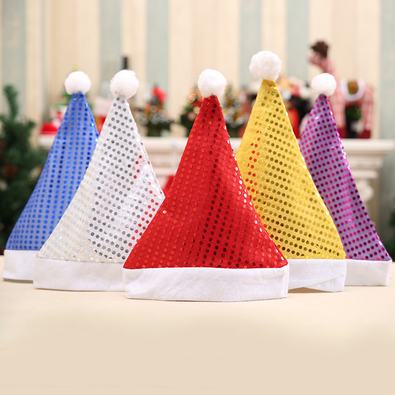 

Christmas Decorations 2021 Fashion Sequins Colorful Hat Santa Holiday Party Festival Supplies Splice Halloween Decoration Cap