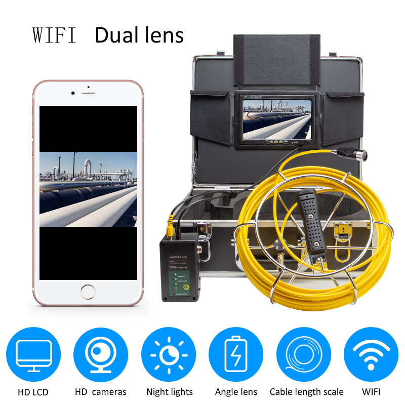 

support wifi connection night vision support DVR function pipe inspection borescope WP90E with HD dual lens