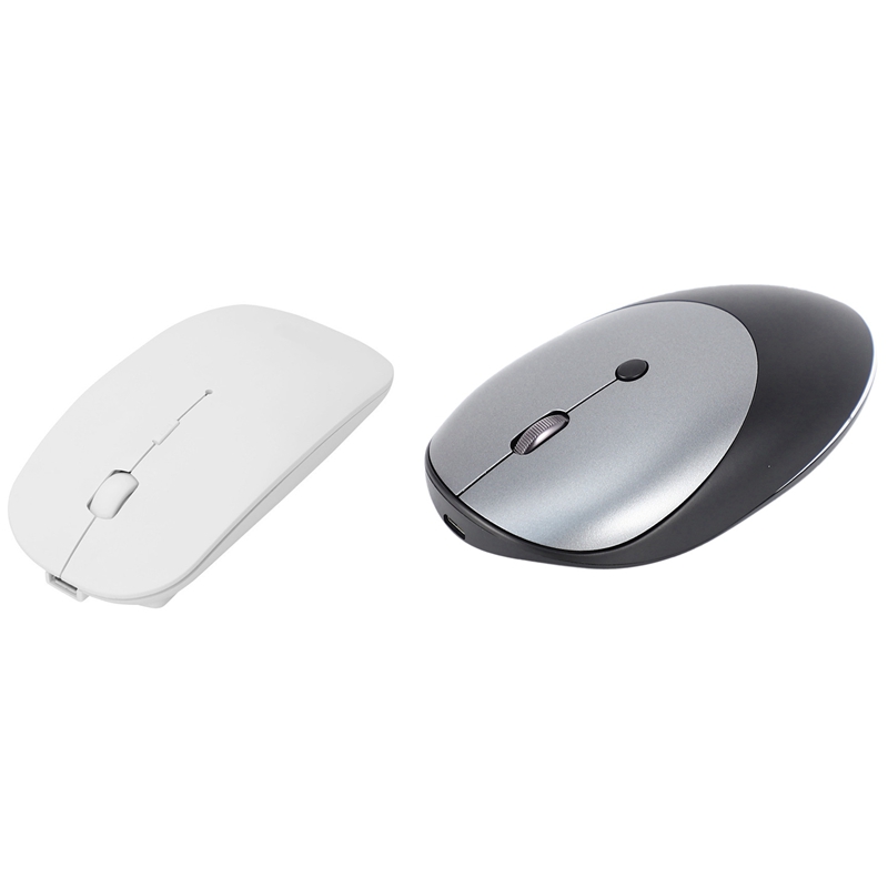 

1 Set Bluetooth 4.0 + 2.4G Dual Mode Mouse White & 1 Set Bluetooth 5.0 + 3.0 2.4G Three-Mode Wireless Mute Mouse Black