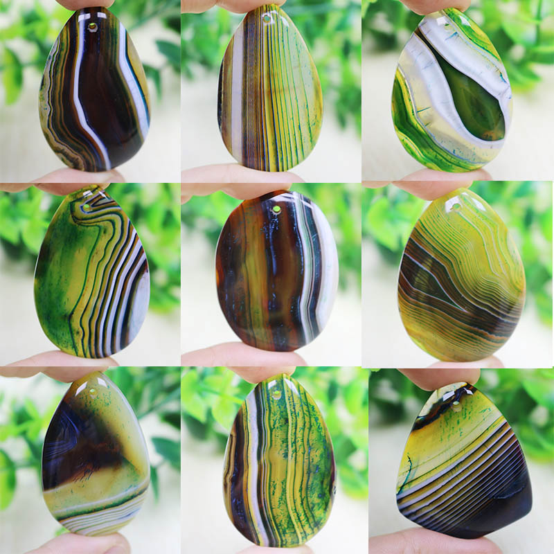 

Natural Stone Green Stripe Agates Oval CAB Cabochons Stone Beads Multiple size&shape Pendant for Jewelry Making