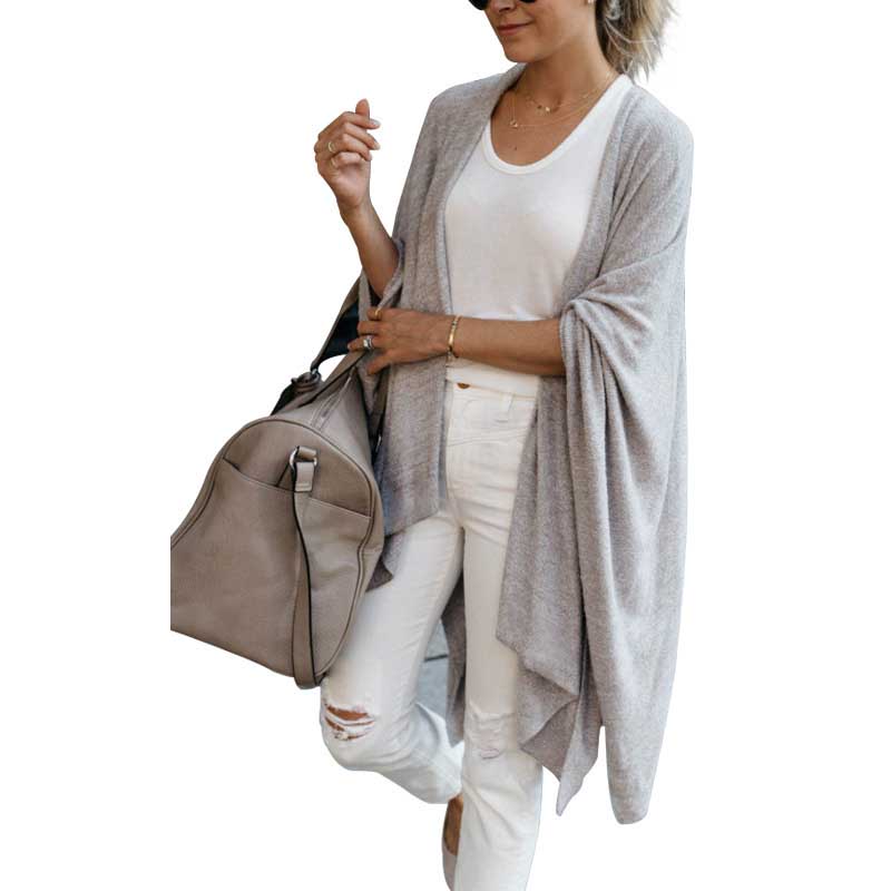 

Spring Fall Women Cardigans Casual Long Sleeve Coats Irregular Bat Sleeve Cardigan Jackets Wholesale Women Clothing, Black