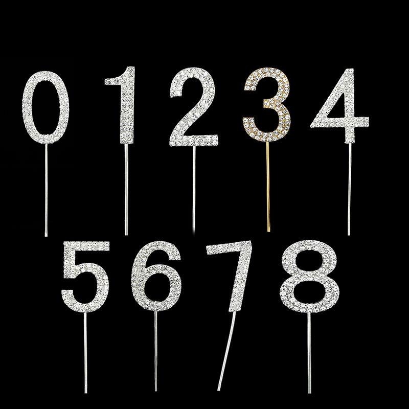 

Metal Numbers Cake Topper Gold Silver Crystal Diamond Cupcake Topper For Birthday Anniversary 2020 New Year Cake Decorations