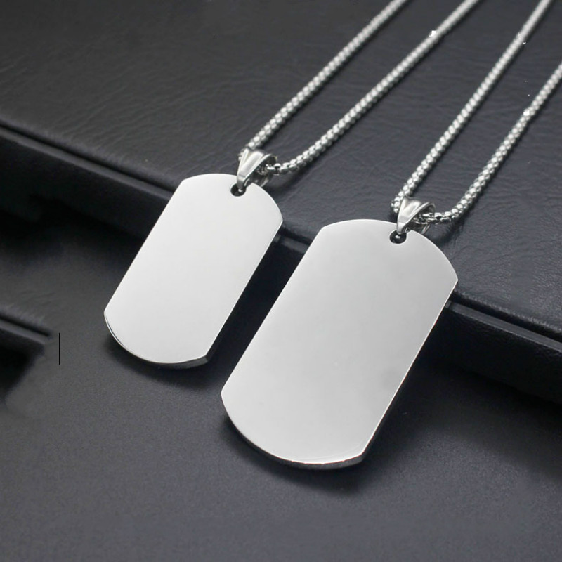 

Punk Cool Blank Stainless Steel Mens Army Style Dog Tags Pendant & Necklace Fashion Keychain Men Jewelry 2 Size