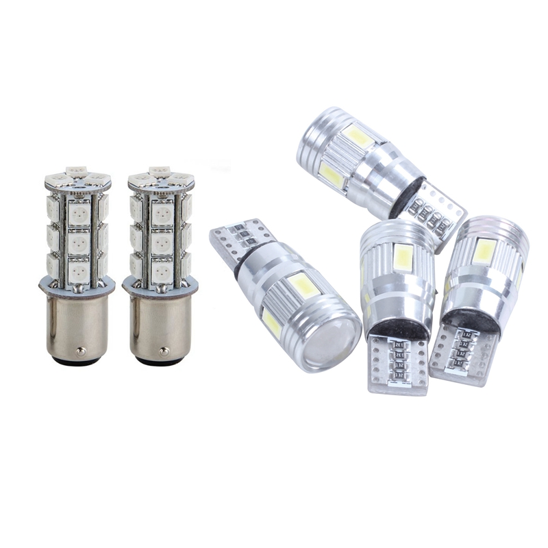 

6 Pcs light:2 Pcs 18 Red LED Flash Car Signal Stop Light & 4 T10 Canbus Auto Vehicle LED Bulb Car Lamp 6000-6500K, As pic