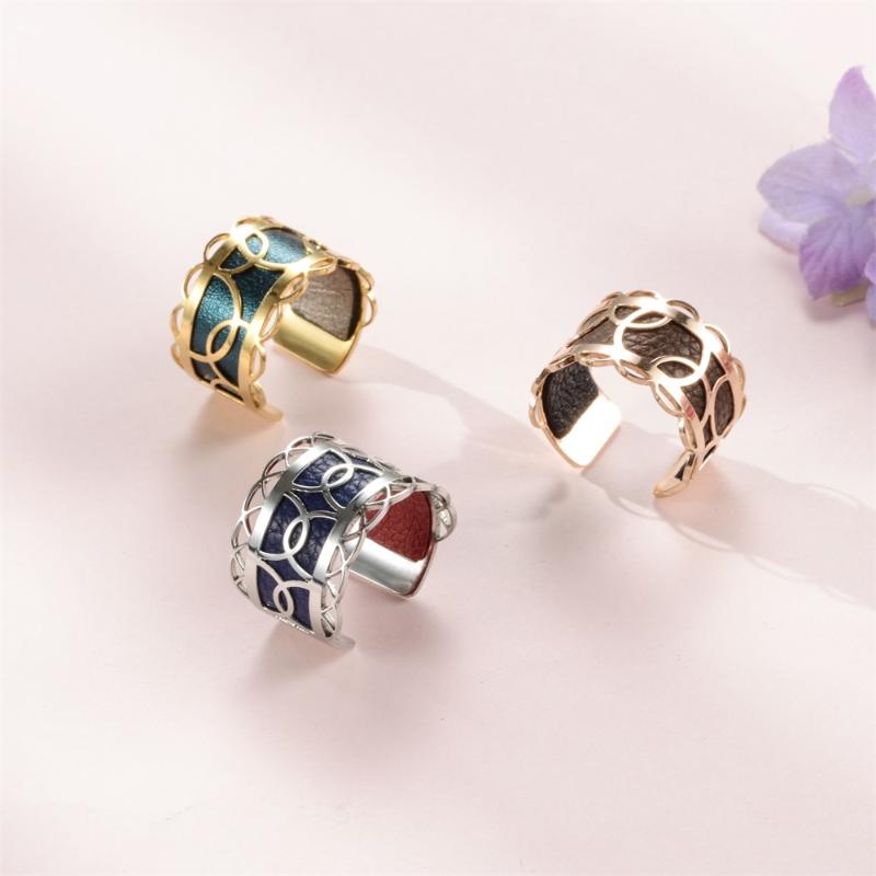 

Legenstar Adjustable Ring for Women Hoop Pattern Reversible Leather Stainless Steel Bague Homme Engagement Rings 2020 Trendy