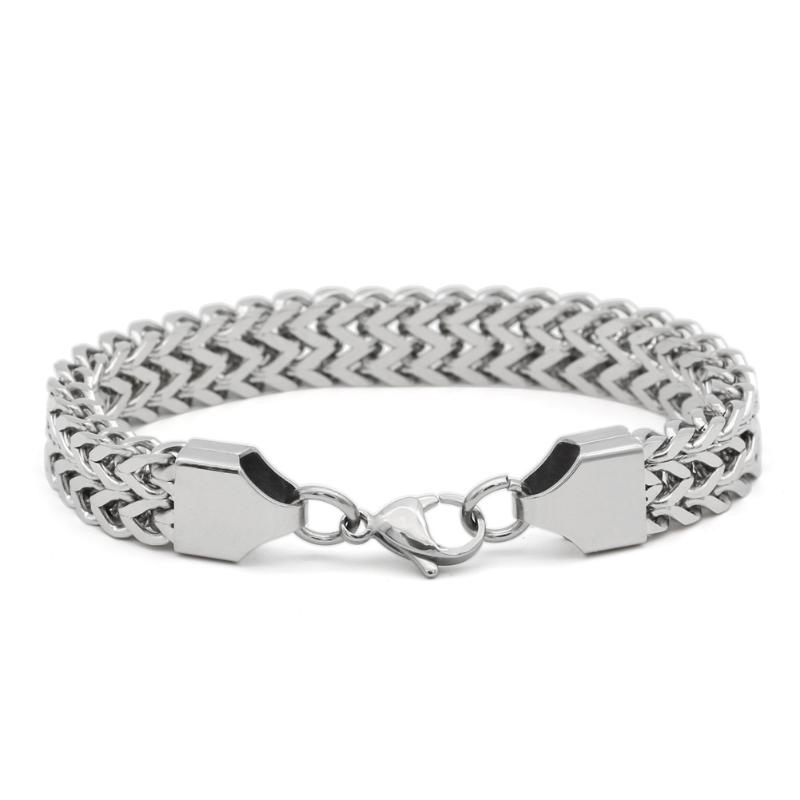 

Stainless Steel 10MM Two-strand Cuban Curb Link Wheat Chain Bracelet for Men Punk Biker Bracelet