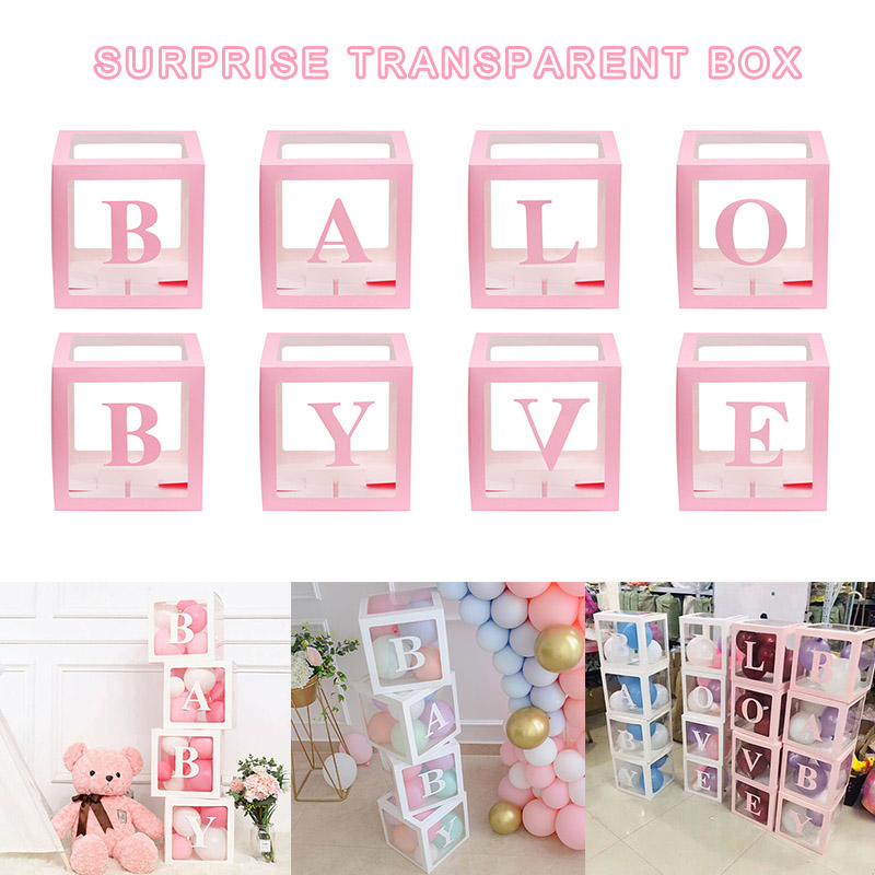 

4Pcs/Set Square Boxes Transparent Box Birthday Party Decor LKS99