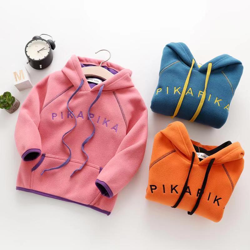 

2020 Children's Sports top Sweater Flannel letter Boy Girl Hoodie Sweater Baby Clothing Autumn Winter Fashion Children's Clothes, As picture