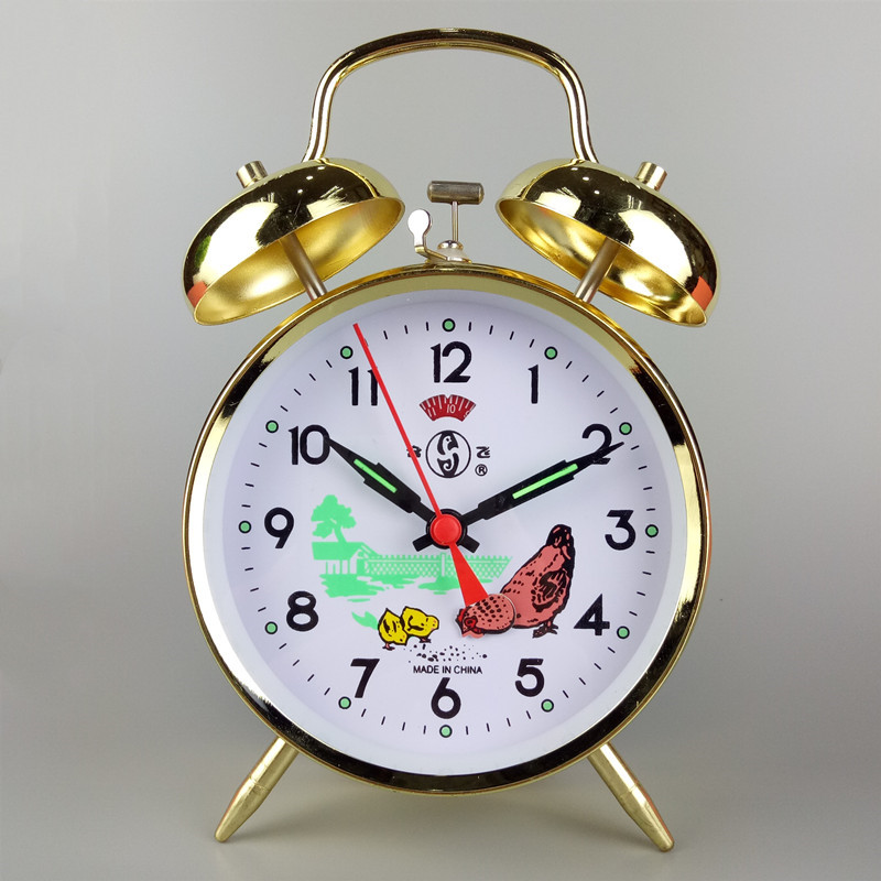 

Bedroom Bedside Alarm Clock Playing Bells Single-sided Simple Modern Mechanical Copper Core Retro Old Metal Loudly Pointer