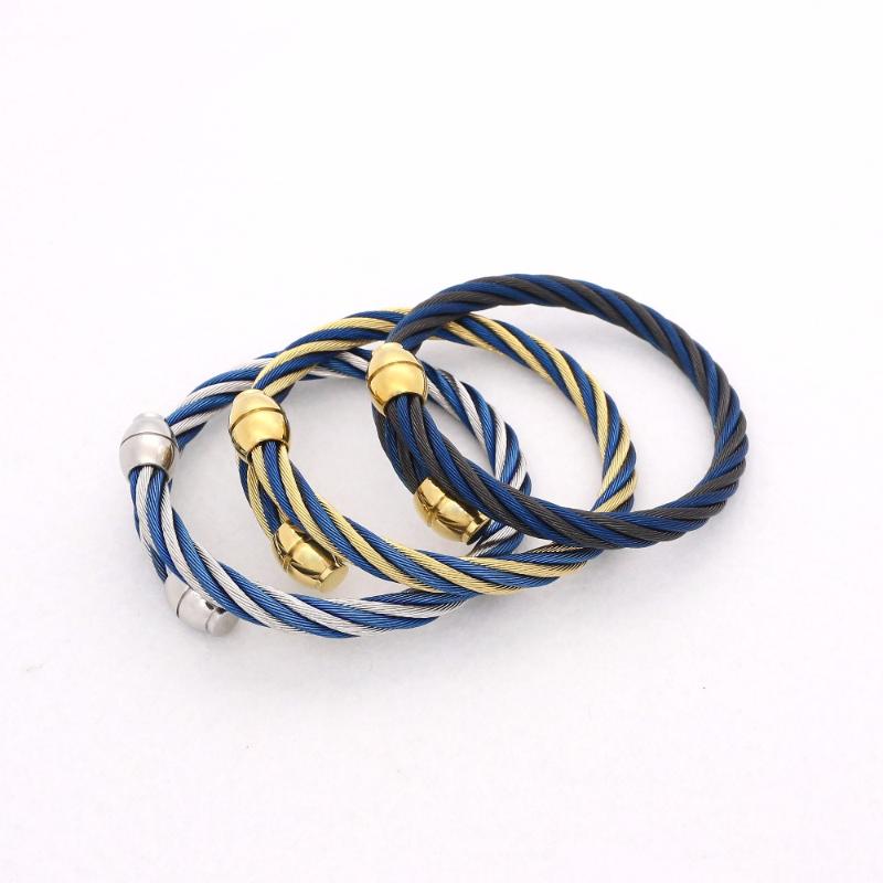 

JSBAO Men/Women Fashion Jewelry Gold Black Blue colour Stainless Steel Wire Twist Wild Cable Bangle For Women Gift