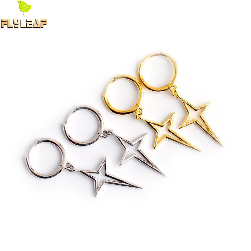 

925 Sterling Silver Hollow Cross Hoop Earrings For Women Korea Popular 18k Gold Ear Buckle Fine Jewelry Flyleaf