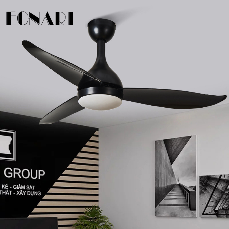

46 inch three color LED plastic leaf modern style remote control ceiling fan lamp 110-220Vac electric ceiling fans with lamp