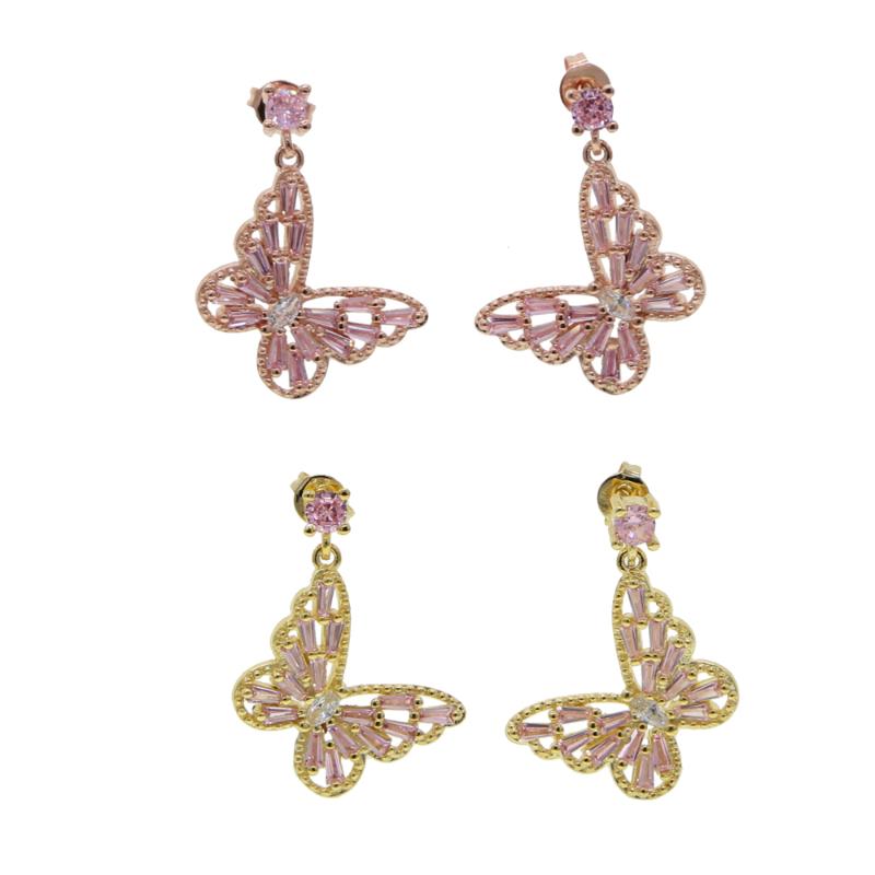 

Pink Earrings Butterfly charm Women Butterfly Clip on Earrings Ear Fashion Jewelry Cute dangle drop mujer moda