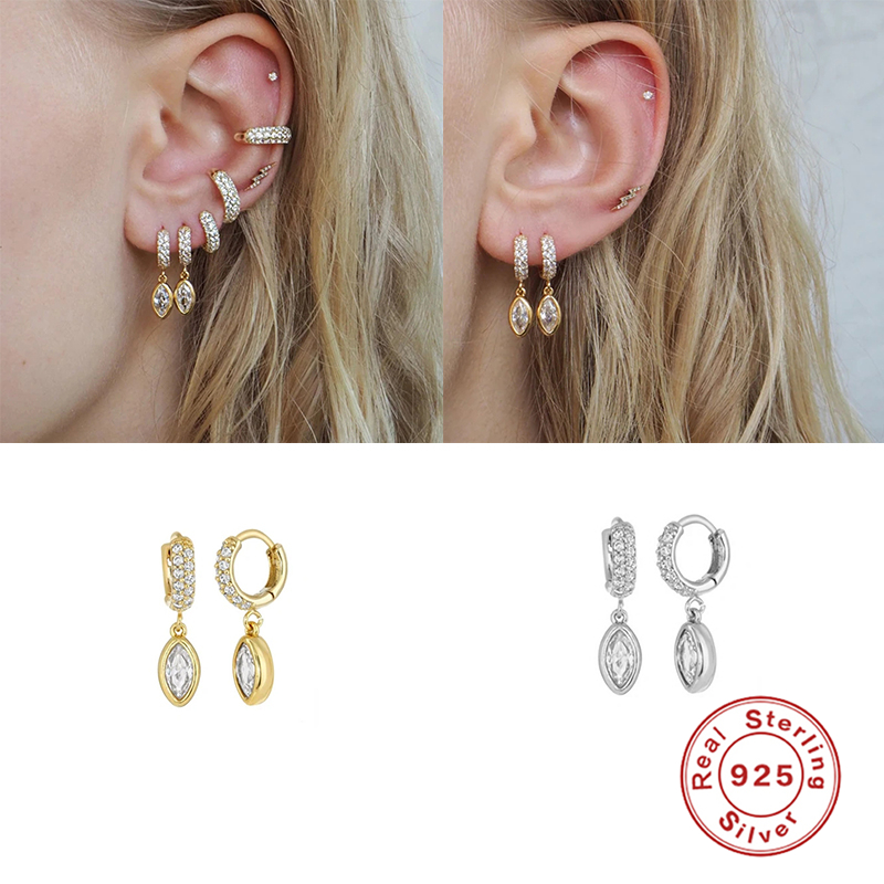 

BOAKO 925 Sterling Silver Pendientes Brincos Charm Jewelry Hoop Earrings For Engagement Anniversary Woman Earring Gift