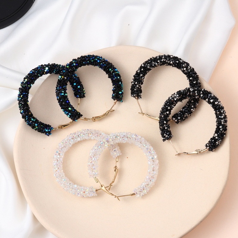 

Fashion Exquisite Zircon Circle Frosted Earrings Simple Popular Multicolor Charm Earrings