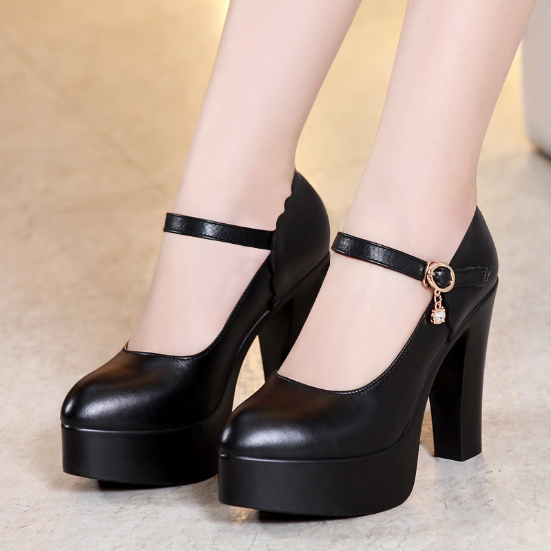 

2020 cheongsam catwalk model shoes waterproof platform thick with muffin thick bottom small size women's shoes shallow, Beige