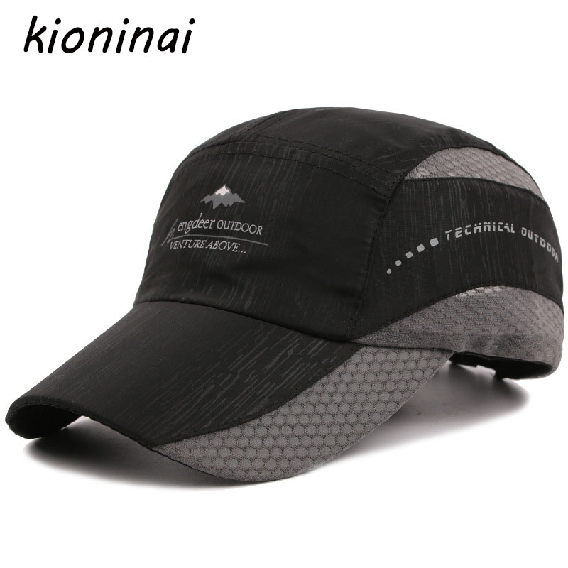 

Kioninai 2020 Summer Ourdoor Sports Cap Men Quick-drying Thin Light Breathable Snapback Hat Male Hiking Fishing Basebabll Cap, Black