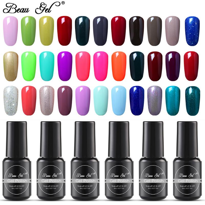 

Beau Gel 8ml Soak off Nail Gel Polish UV LED Hybrid Varnish Vernis Semi Permanent Lacquer Nail Art Manicure Gelpolish GelLak, 1593