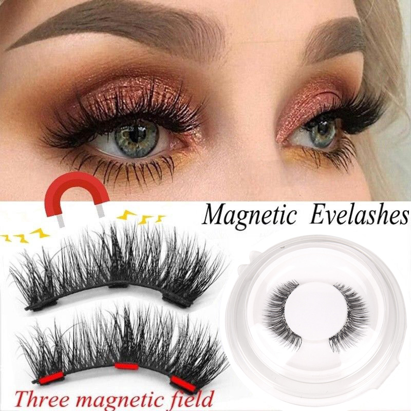 

3D Magnetic Eyelashes with 3 Magnets Magnetic Lashes Natural Long False Eyelashes Magnet Eyelash Extension Makeup Tools