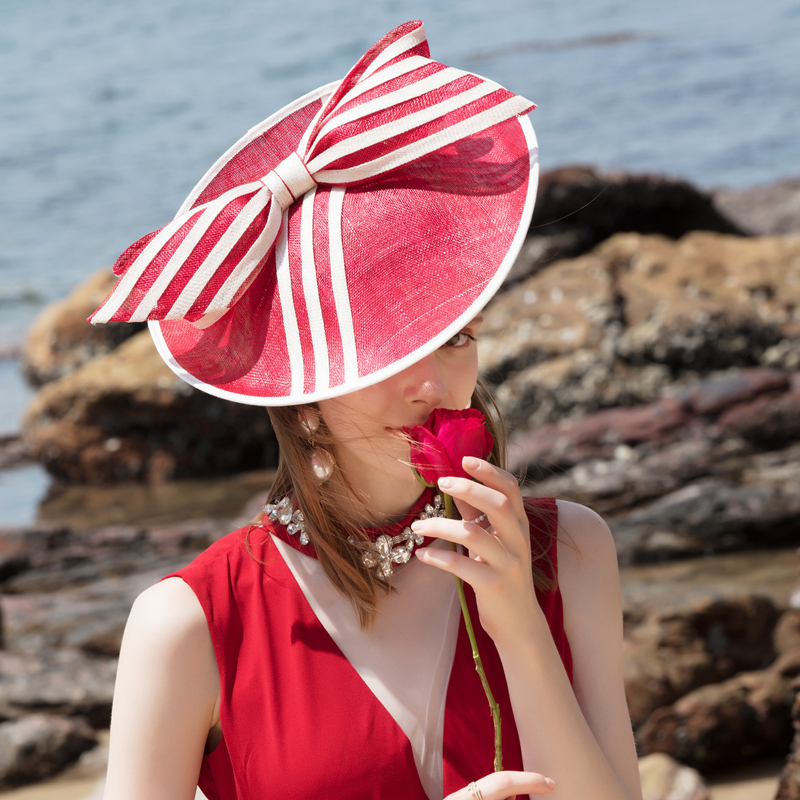 

X011 Lady Royal Ascot Hats Adult Party Hat British Linen Billycock European American Ladies Banquet Female Party Headwear, Black