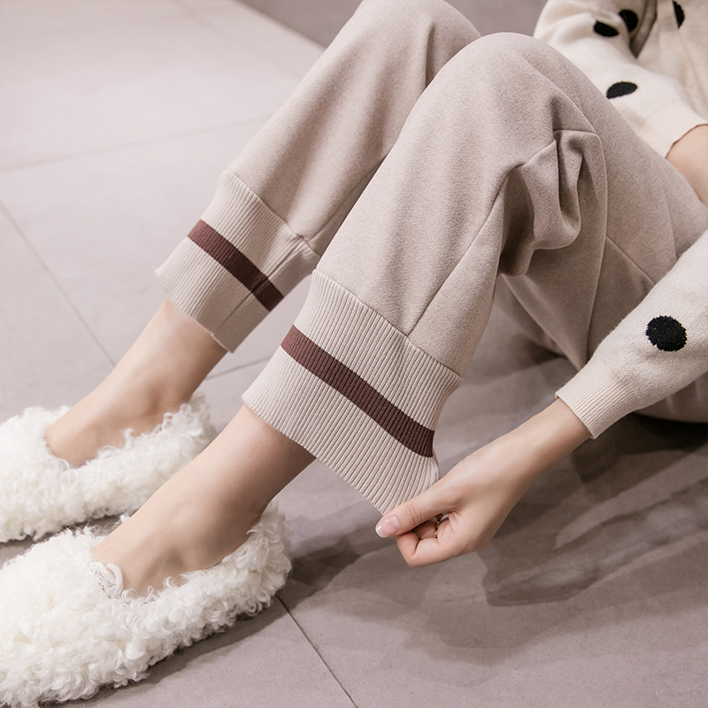 

8868# Autumn Winter Woolen Maternity Pants Adjustable Belly Wide Leg Loose Pants Clothes for Pregnant Women Pregnancy Trousers, Autumn beige