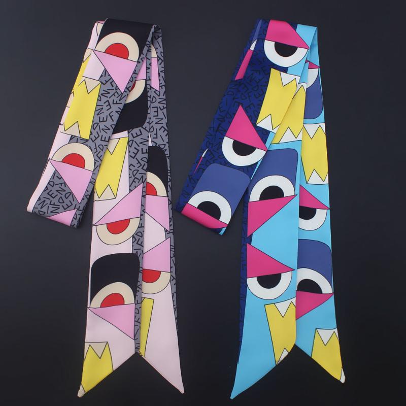 

We are factory 120cm Summer Print Silk Neck Scarf Small Women Bag Hair Ribbons Fashion Headband Top Quality 2020 JX216