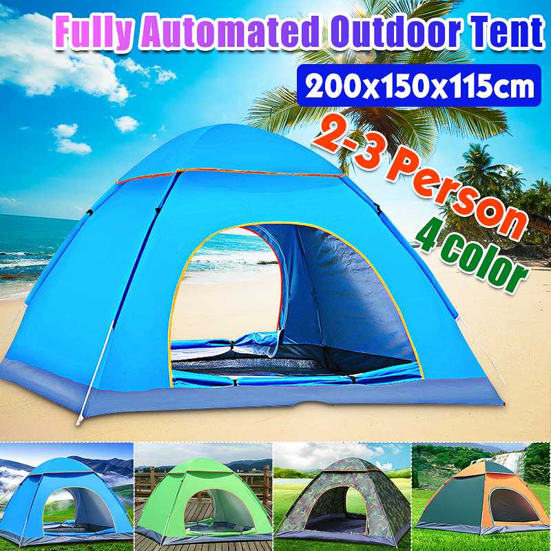 

2-3 People Foldable Portable Automatic Double-door Camping Tent Outdoor Beach Traveling Hiking Sunshade Waterproof Shelter
