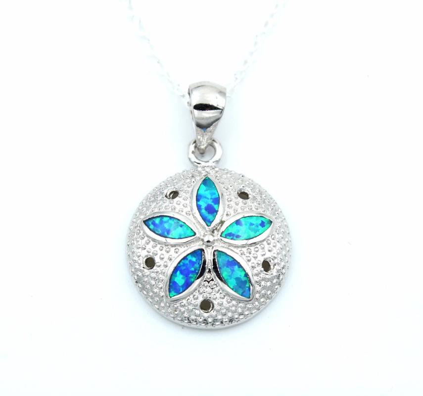 

Classical Sand Dollar Blue Fire Opal Necklace