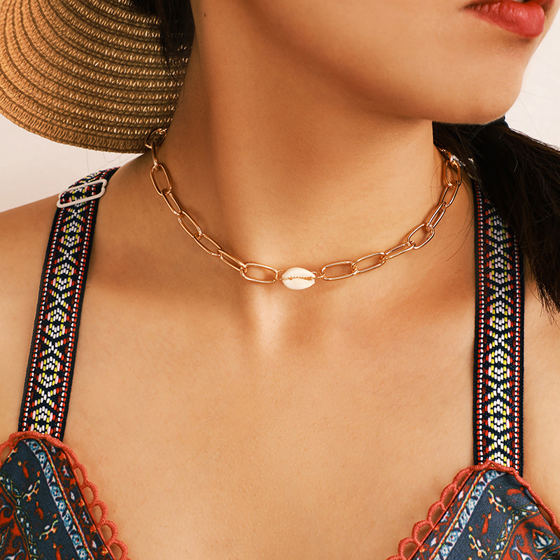 

Seashell Choker Necklace for Women Men Punk Chains Initial Necklace Personality Trend HIPHOP Men and Women Rap Jewelry