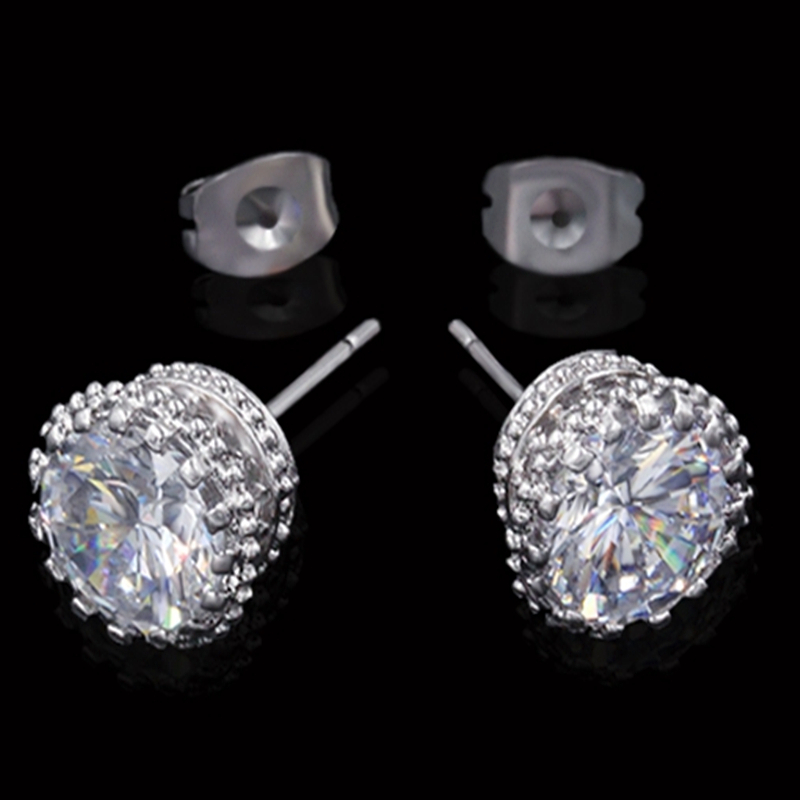 

Crystal Stud Earrings For Women Girls Stainless Steel Clear Round Rhinestone Earrings Stud Small