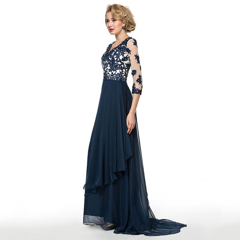 three quarter sleeve mother of the bride dresses