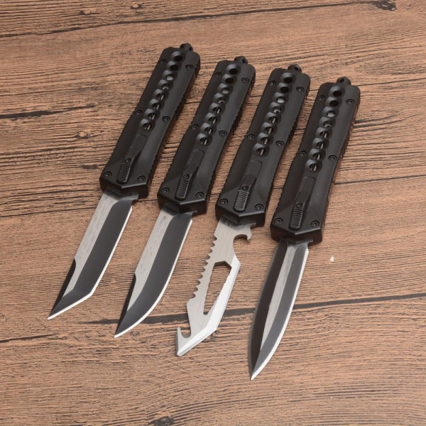 

New Arrival 4 Styles Auto Tactical Knife 440C Satin/Black Blade 8 Holes Zn-al Alloy Handle Outdoor Camping Survival EDC Pocket Knives
