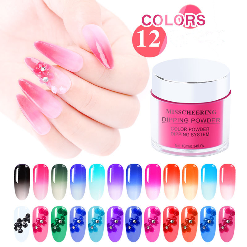 

3 IN 1 Thermal Polymer Dipping Nail Powder 10ml Color Changing Acrylic Extension Carving Nails Powder Glitter