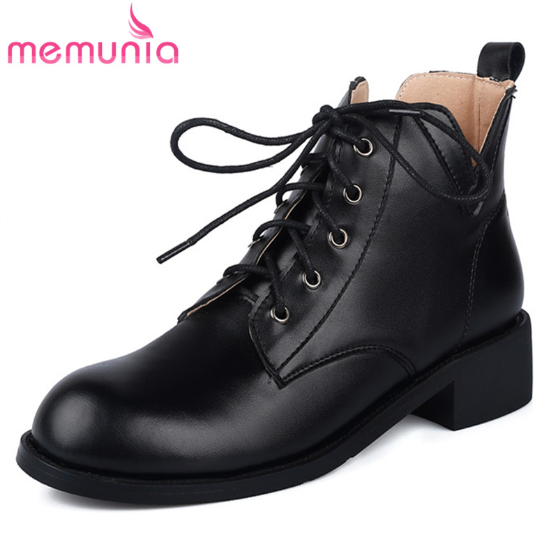 

MEMUNIA 2020 new fashion casual shoes ladies pu round toe autumn ankle boots comfortable cross simple short boots women, Black