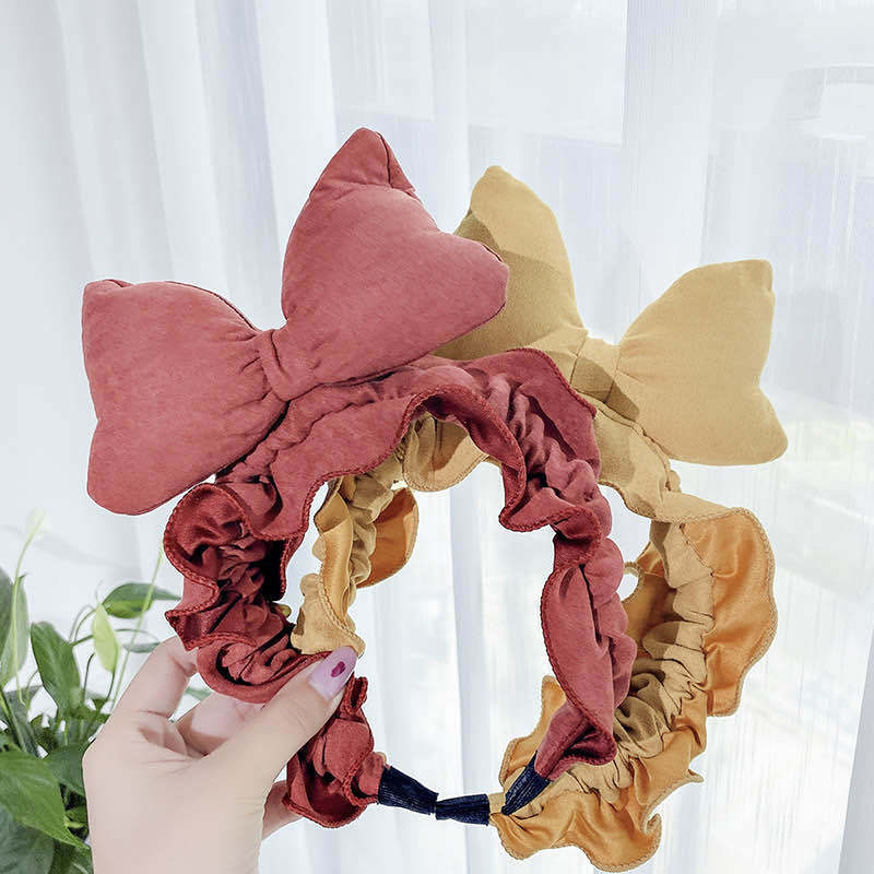 

Korean-style Large Rims Large Bow Hair Bands Washing Face Hair Band Lace Bundle Online Celebrity Makeup Face Mask Head Buck