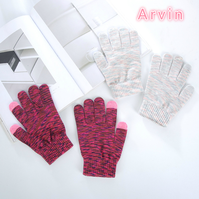

2020 Autumn And Winter Ladies Warm Non-slip Touch Screen Gloves Points To Women's Wool Knitted Gloves