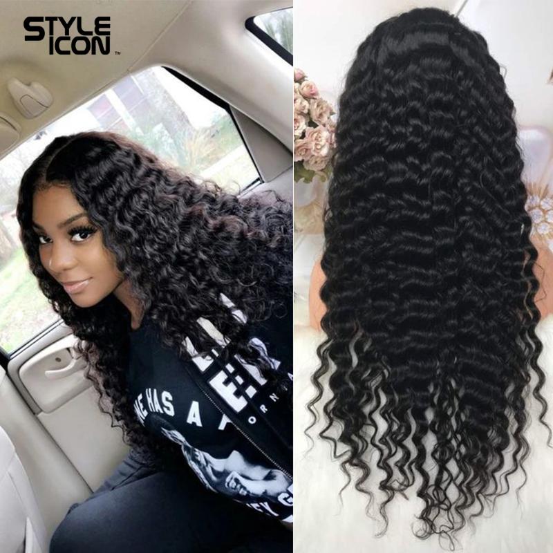 

Styleicon Deep Wave Lace Fronal Wig 8-30 inches 150% Deep Wave Curly 13*4 Lace Front Wigs Brazilian Pre Plucked With Baby Hair, As pic