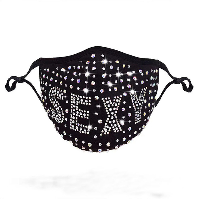 

New Letter Dustproof Face Mask Bling Bling Diamond Protective Mask Cotton Mouth Masks Washable Reusable Women Colorful Rhinestones Face Mask