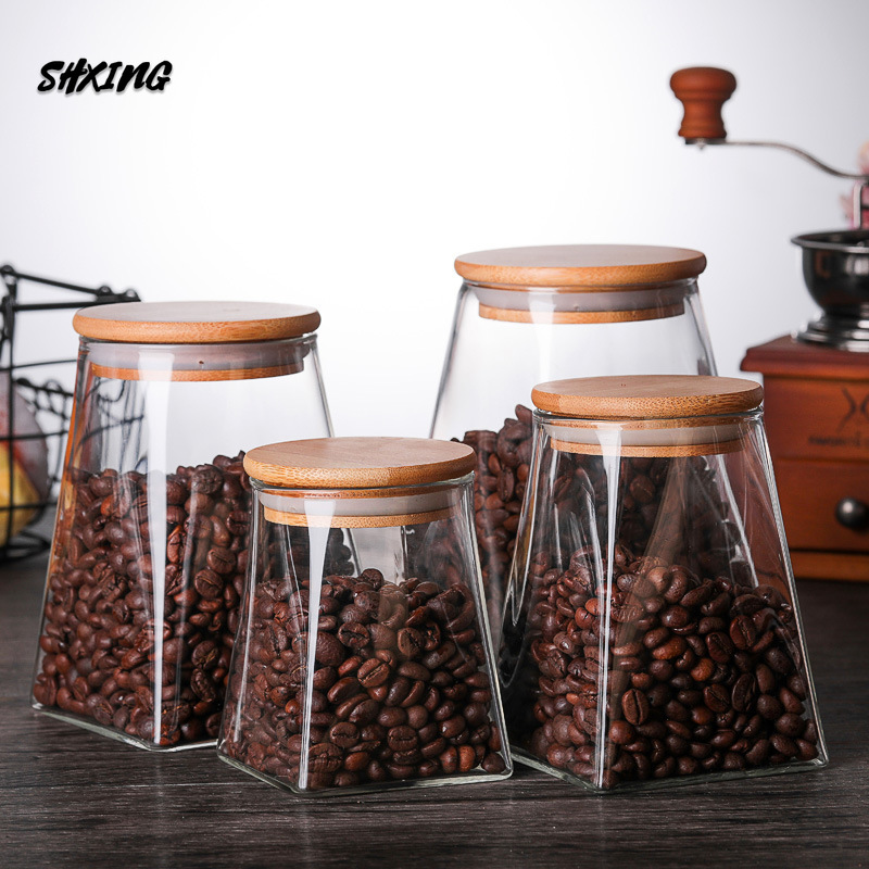 

Square Glass Sealed Coffee Storage Milk Grain Storage Candy 350ml/700ml