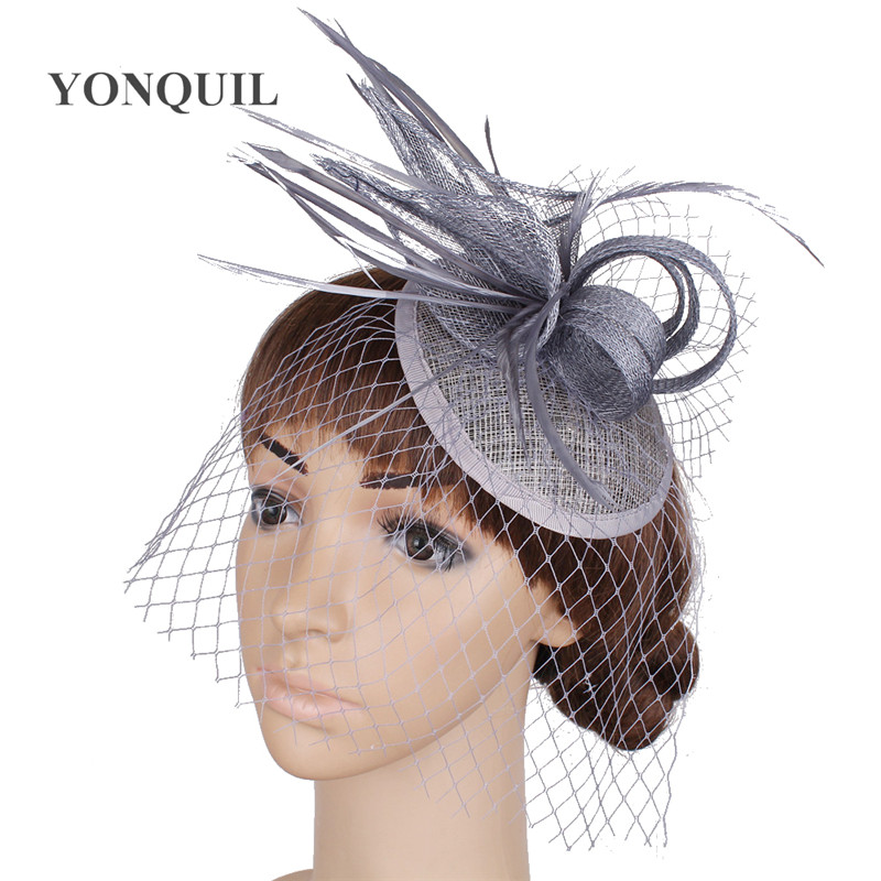 

bride mesh wedding headpiece formal dress women party fedora cap veils fascinators hat hair pin fancy chapeau cap, White