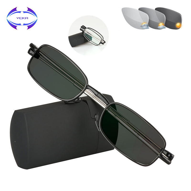 

VCKA Discoloration Folding Reading Glasses Eyeglass With Case Women Men Blue Light Blocking Magnifying Presbyopic +1.00~+4.00