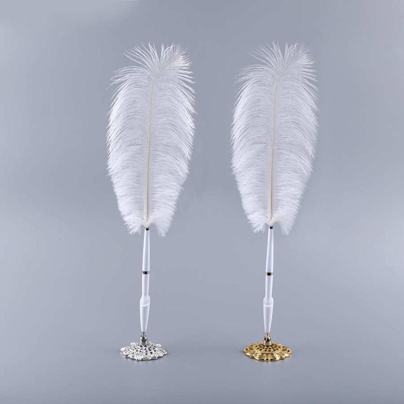 

Vintage Ostrich Feather Wedding Business Quill Pen Signing Ballpoint Writing Pen
