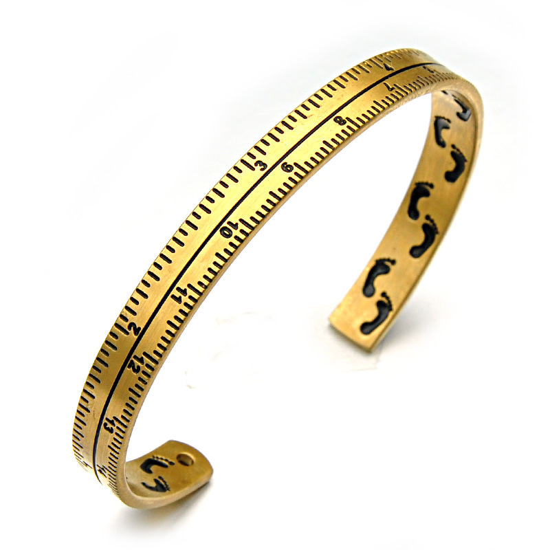 

Vintage Stainless Steel Handcraft Worker Ruler Simple Ringent Bracelets & Bangles Fashion Men Women Jewelry 2020