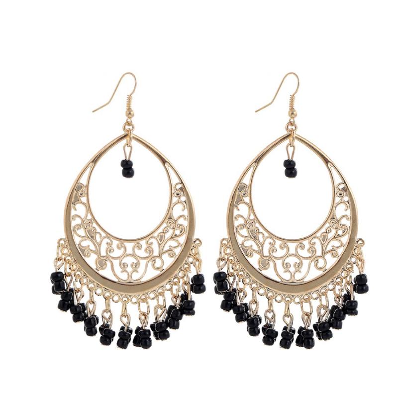 

Bohemia Gold statement earrings vintage Tassel Rhinestone Dangle black earrings jewelry Brincos grandes Boucles Bijoux