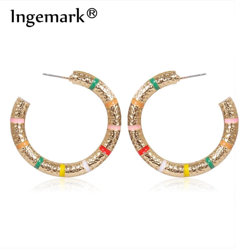 

Hoop & Huggie Ingemark Korean Rainbow C Shape Earrings Fashion Statement 2021 Punk Iron Tube Bohemian Charm Earring Women Party Jewelry
