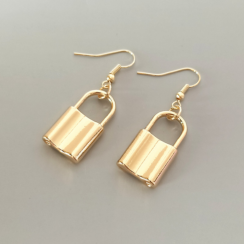 

Pendientes Mujer Moda Padlock Drop Earrings For Women Hip Hop Jewelry Gold Lock Charm Earring Christmas