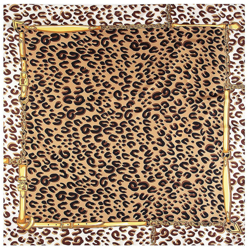 

New Arrival Twill Silk Scarf Woman Square Scarf Leopard Print Fashion Silk Scarf&Wraps Hijab Female Shawls 130cmx130cm